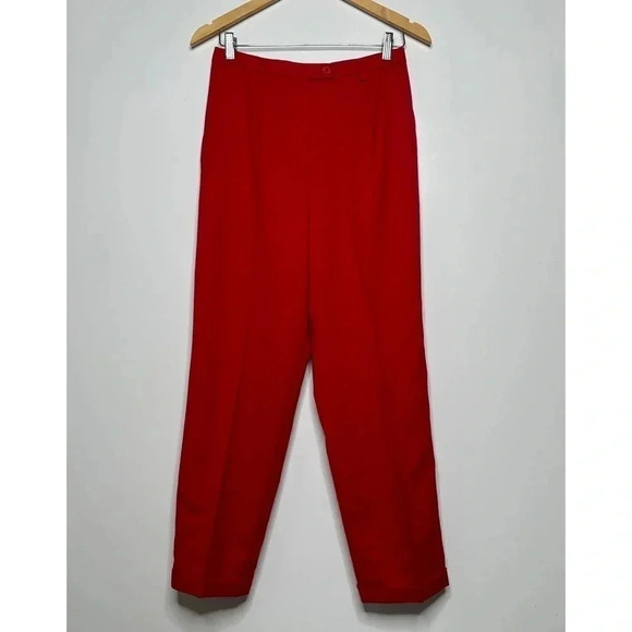 Pendleton Red 100% Virgin Wool Ultra High-Rise Straight Leg Pants Size 8P - Picture 1 of 10